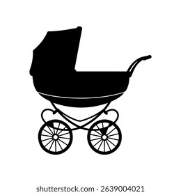 Old Pram silhouette icon vector flat design on white background