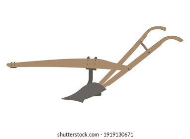 Old And Primitive Wooden Plow