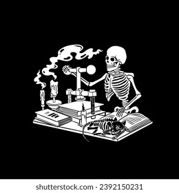 Old printer, printing a book, vector hand drawn illustration
