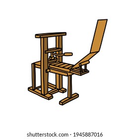 old printing press doodle icon, vector illustration
