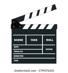 Old production slate retro equipment of cinema director vintage isolated on white background.
