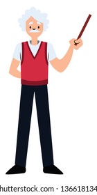 Ilustración vectorial de personaje de profesor antiguo sobre fondo blanco