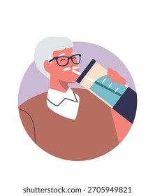 Old professor drinking water avatar
