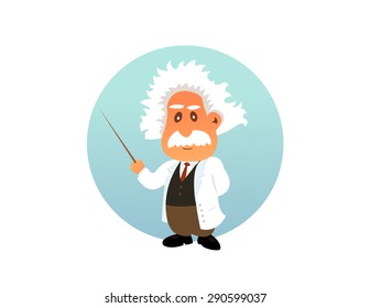 Old professor funny illustration on the white background