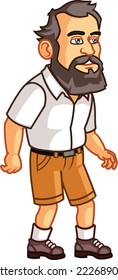 Old Professor Lecturer Man with Thick Beard Cartoon Mascot