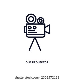 old projector icon. Thin line old projector icon from cinema and theater collection. Outline vector isolated on white background. Editable old projector symbol can be used web and mobile