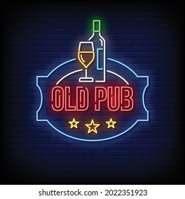 Old Pub Neon Signs Style Text Vector