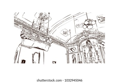 Old Quebec, Canadian Province in eastern Canada. Hand drawn sketch illustration in vector.