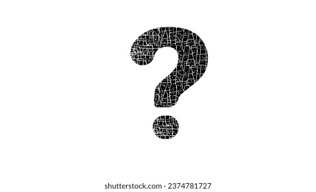 old question mark, old problem, unsolvable problem, black isolated silhouette with aging effect