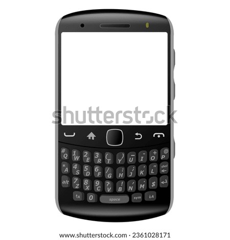old qwerty smartphone and white screen display vector illustration background