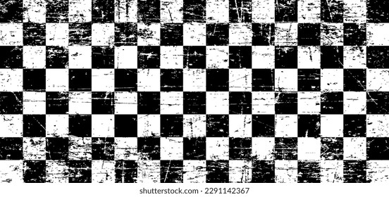 Old race flag or chess board. Motorsport and autosport. Racing flags. Vector sport wave banner. Sport waves symbol. Checkered flag. Squares, raster pattern. chessboard or checkerboard.