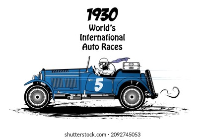 Old racing car - vector illustration