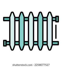 Old radiator icon. Outline old radiator vector icon color flat isolated on white