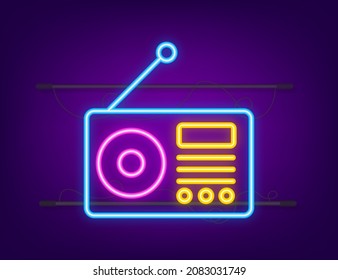 Old radio with antenna. Communication technology. Radio broadcasting. Vector stock illustration.