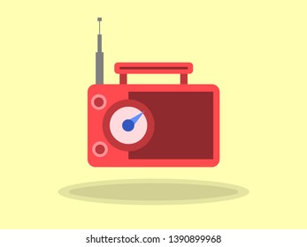 Old radio with antenna. Flat vector illustration