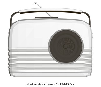 Old radio with antenna. Front view. 3D. Vector illustration.