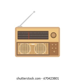 Old radio with antenna isolated on white background. Vector illustration. Eps 10.