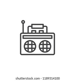 Old radio with antenna outline icon. linear style sign for mobile concept and web design. Retro radio simple line vector icon. Symbol, logo illustration. Pixel perfect vector graphics