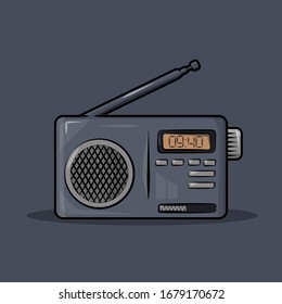 Old radio with antenna vector illustration