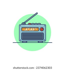 Old radio with antenna vector illustration