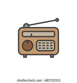 Old radio filled outline icon, line vector sign, linear colorful pictogram isolated on white. Symbol, logo illustration. Pixel perfect vector graphics