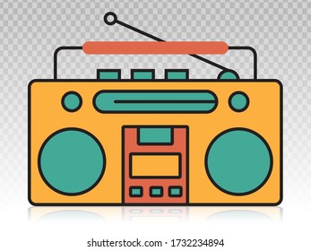 Old radio flat icons on a transparent backgrounds