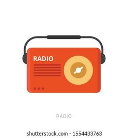 Old radio icon with flat color style
