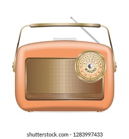 Old radio icon. Realistic illustration of old radio vector icon for web design isolated on white background