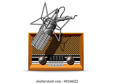 Radio antigua con micrófono