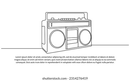 Altes Radio ein durchgängiges Liniendesign. Dekorative Elemente auf weißem Hintergrund.
