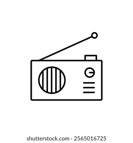 Old radio outline icon. vector Radio with antenna simple linear illustration for web and app..eps