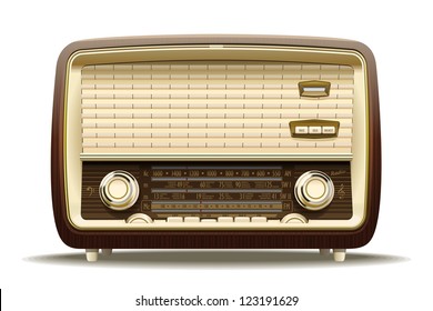 Old radio. Realistic illustration of an old radio receiver of the last century.