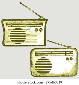 Old radio receiver. Vector Image