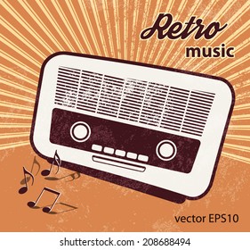 Old radio - retro style - music poster design