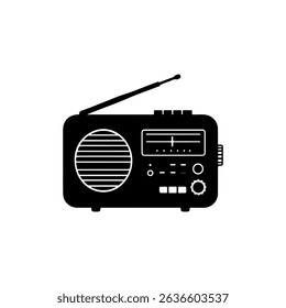 Old radio silhouette vector flat illustration design.