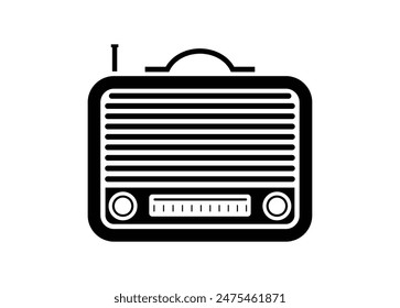 Old radio. Simple illustration in black and white.
