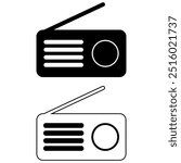 Old radio. Simple illustration. Radio icon vector illustration, FM broadcast icon isolated, Radiocast business concept. Vintage radio. Radio flat icon. Icon of a microphone.