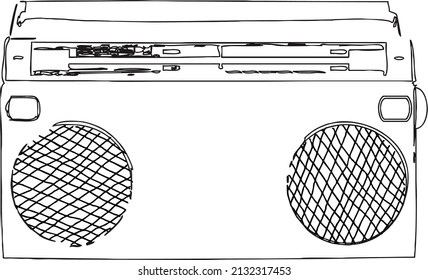 old radio stereo set illustration