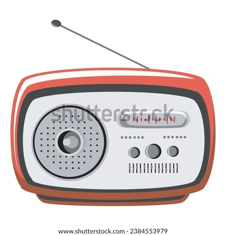 Old radio tuner. Vector illustration of vintage radio receiver, flat style. Retro radio.