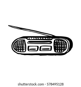 Old radio vector drawing on white.