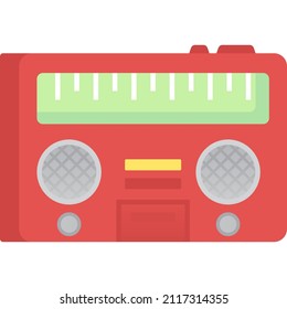 Old radio vector icon. Retro music sound speaker isolated on white background. Station catching musical frequency wave