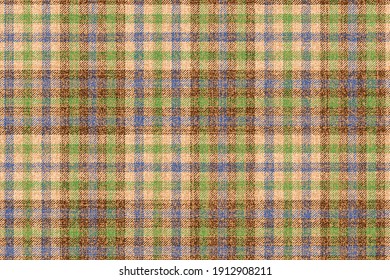 old ragged fabric texture blue and green stripes on beige and brown traditional checkered gingham seamless ornament for plaid, tablecloths, shirts, clothes, dresses, bedding, tartan