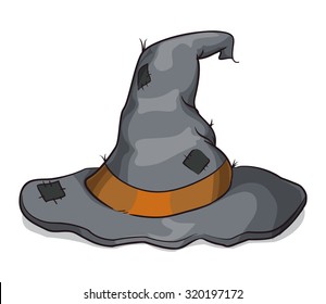 Old Raggy Wizard Hat, Vector Illustration