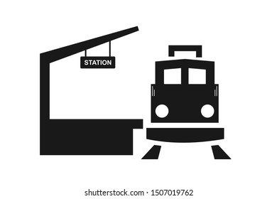 Old rail station icon vector isolated