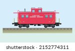 Old railway carriage caboose vector illustration