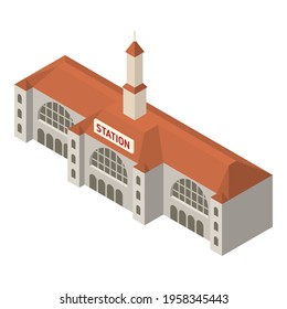 Old railway station icon. Isometric of Old railway station vector icon for web design isolated on white background