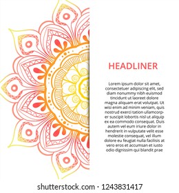 Old Ramadan flyer page ornament illustration concept. Vintage art traditional, Islam, Arabic, Indian, magazine, elements. Vector decorative retro greeting card or invitation layout design