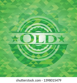 Old realistic green emblem. Mosaic background. Vector Illustration. Detailed.