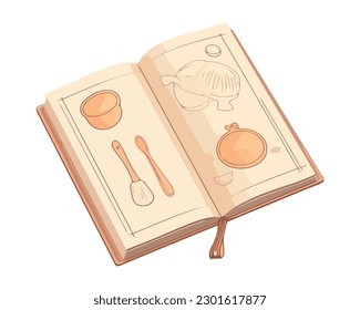 old recipes book open icon isolated