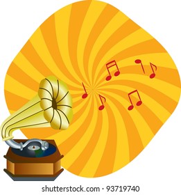 Old Record Player isolated on white background